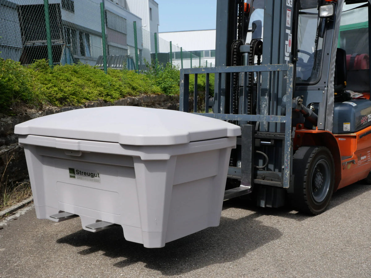 Streugutbehälter aus PE ohne Entnahme, 400 Liter, Orange-Grau