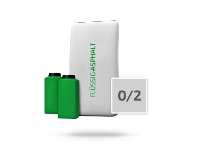 2-Komponenten Flüssiges Kaltasphalt, Körnung 0/2 - 16 kg + 2 Flaschen Emulsion