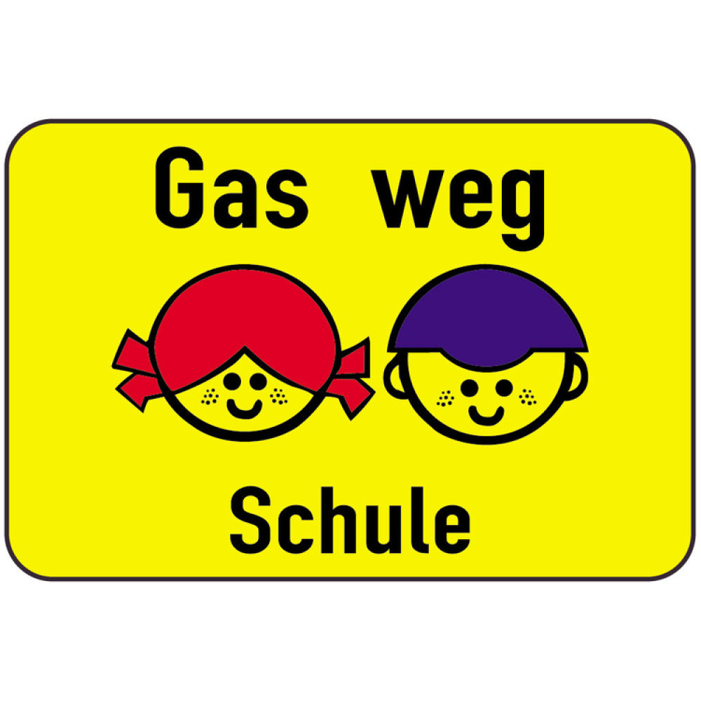 Kinderhinweisschild K4 Gas weg, Schule
