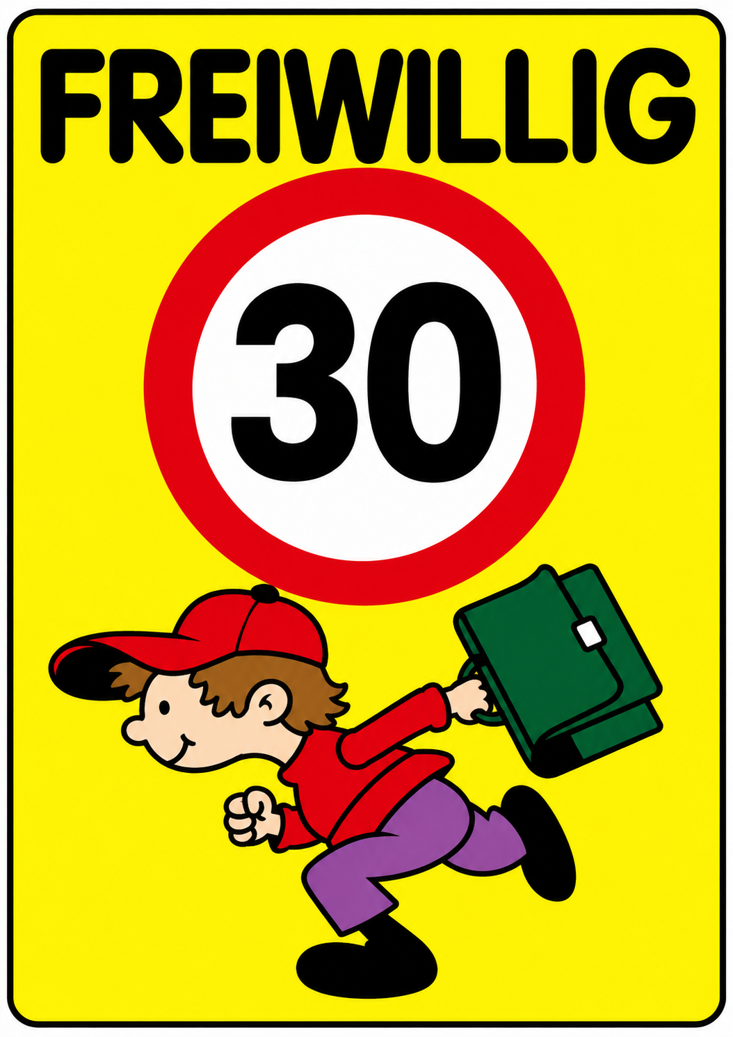 Kinderhinweisschild K9 Freiwillig 30 kmh, 750x500 mm