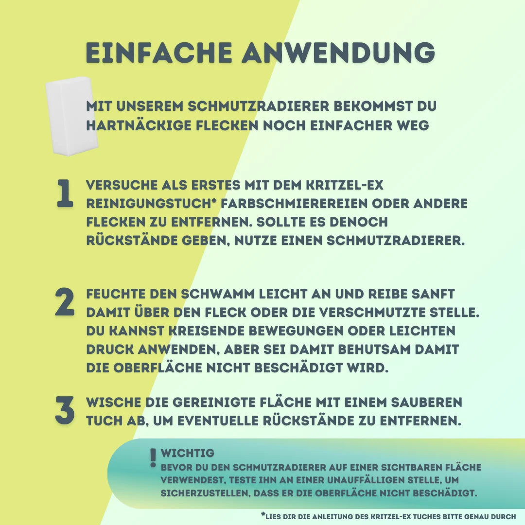 Malstift-Entferner-Tücher in der 28er Dose + Microfasertuch + 5 Schmutzradierer, Kritzel-Ex