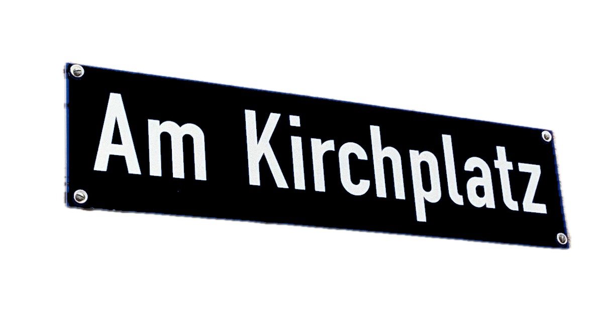Straßennamensschild, 2mm flach, 150mm Hoch, schwarz, einseitig mit blanker Rückseite, Schrift weiß, RA1