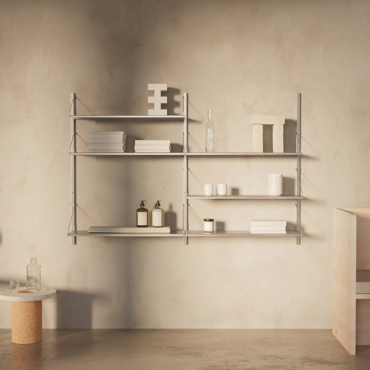 Shelf Library Stainless Steel | Double Section