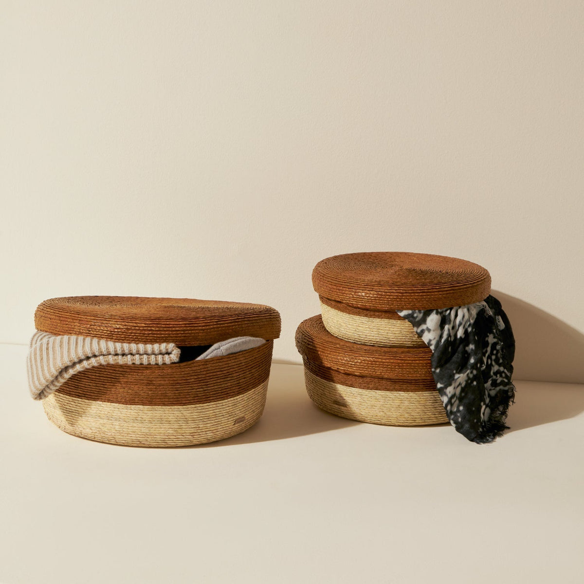 Round Woven Lidded Basket