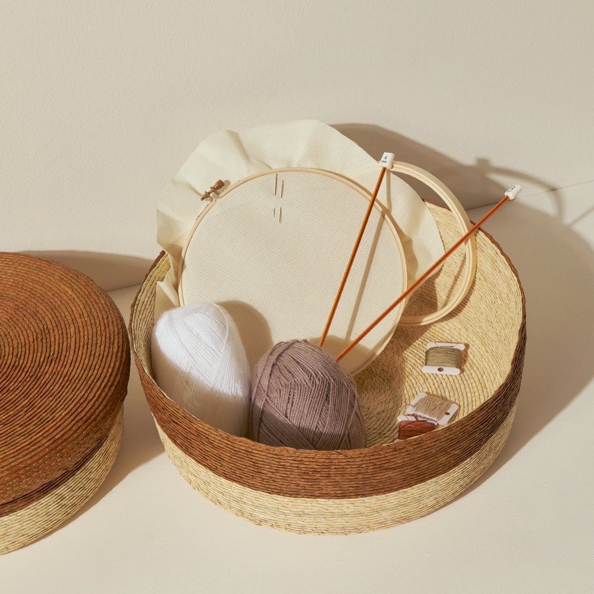 Round Woven Lidded Basket