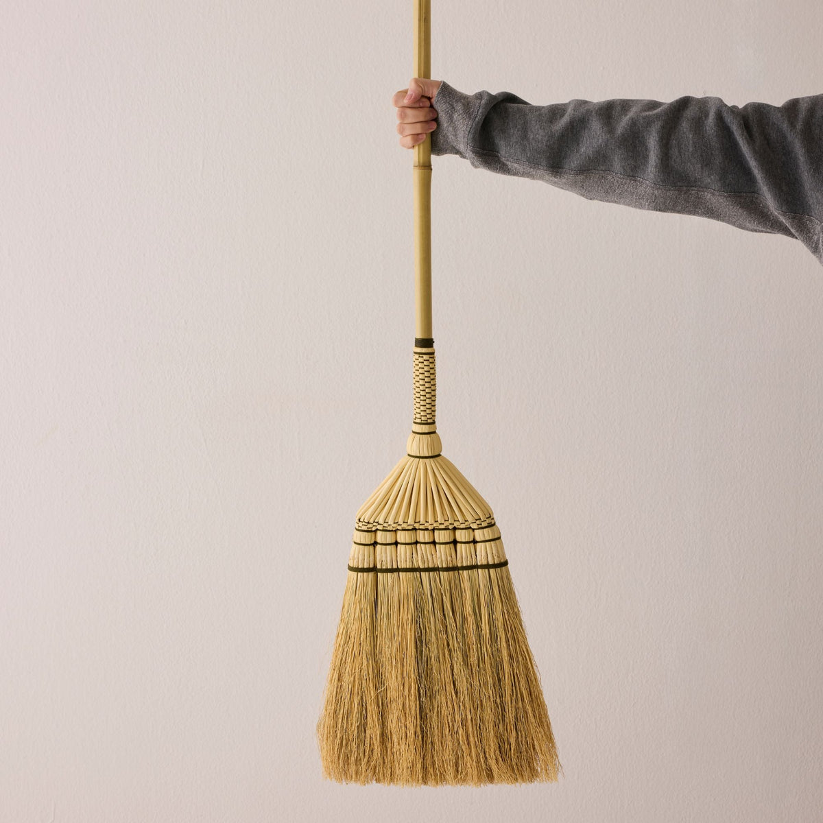 Bamboo Handle Broom - Natural & Olive