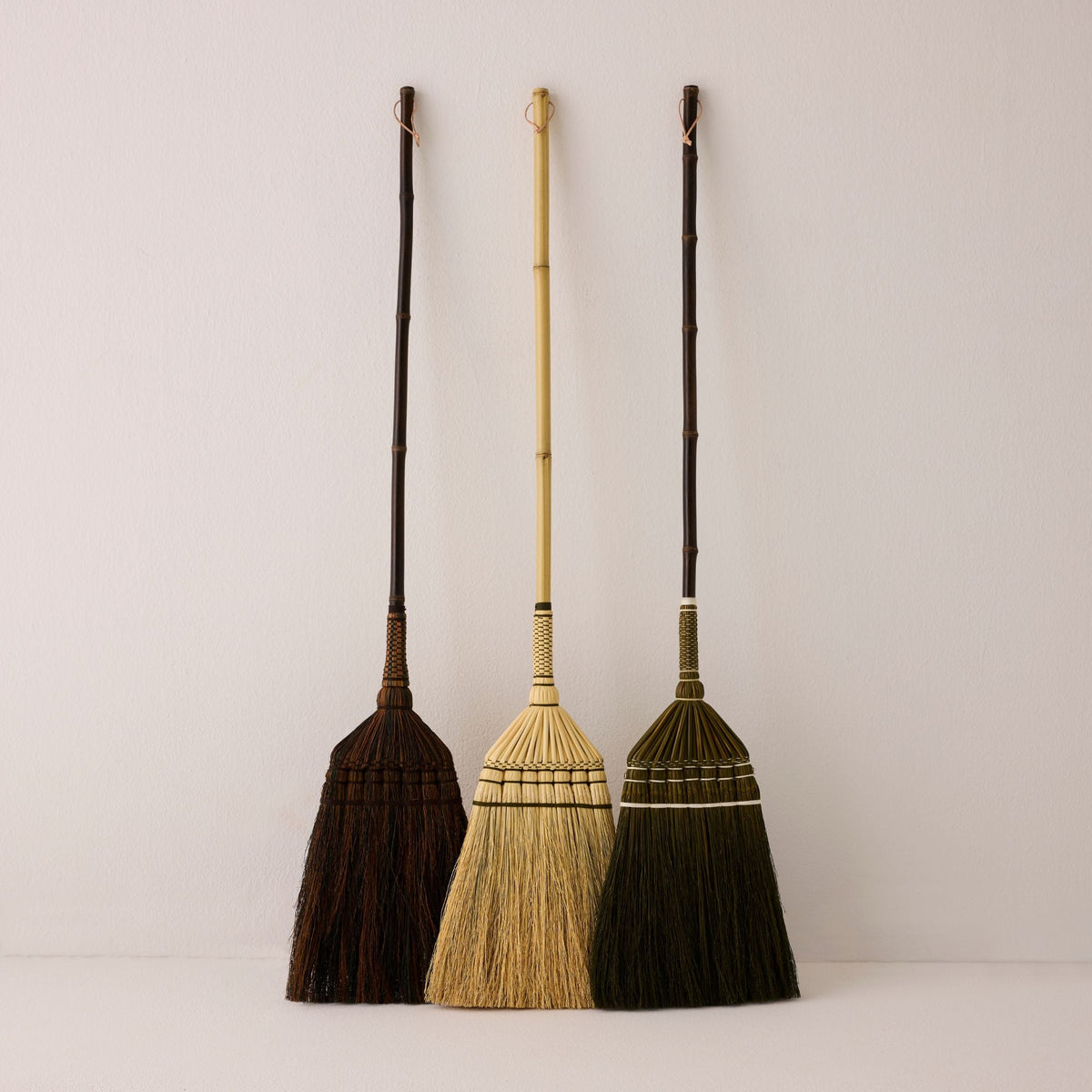 Bamboo Handle Broom - Natural & Olive