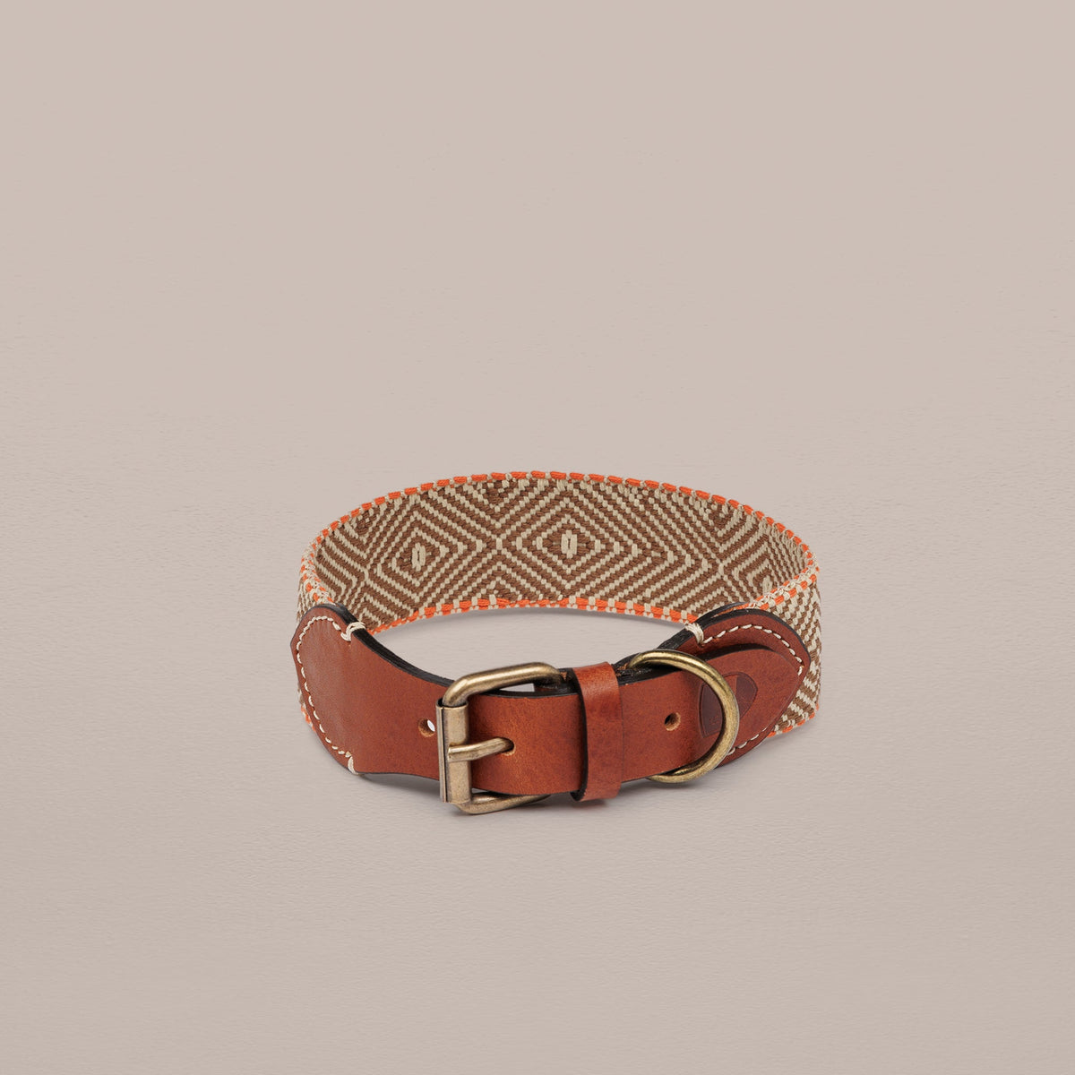 Capri Isola Woven Cotton Dog Collar - Beige