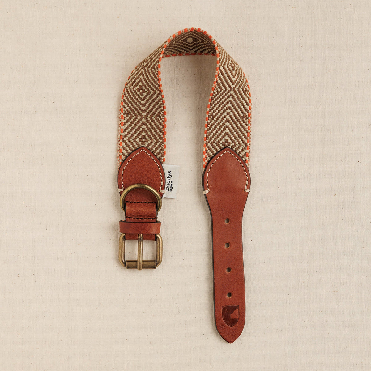Capri Isola Woven Cotton Dog Collar - Beige