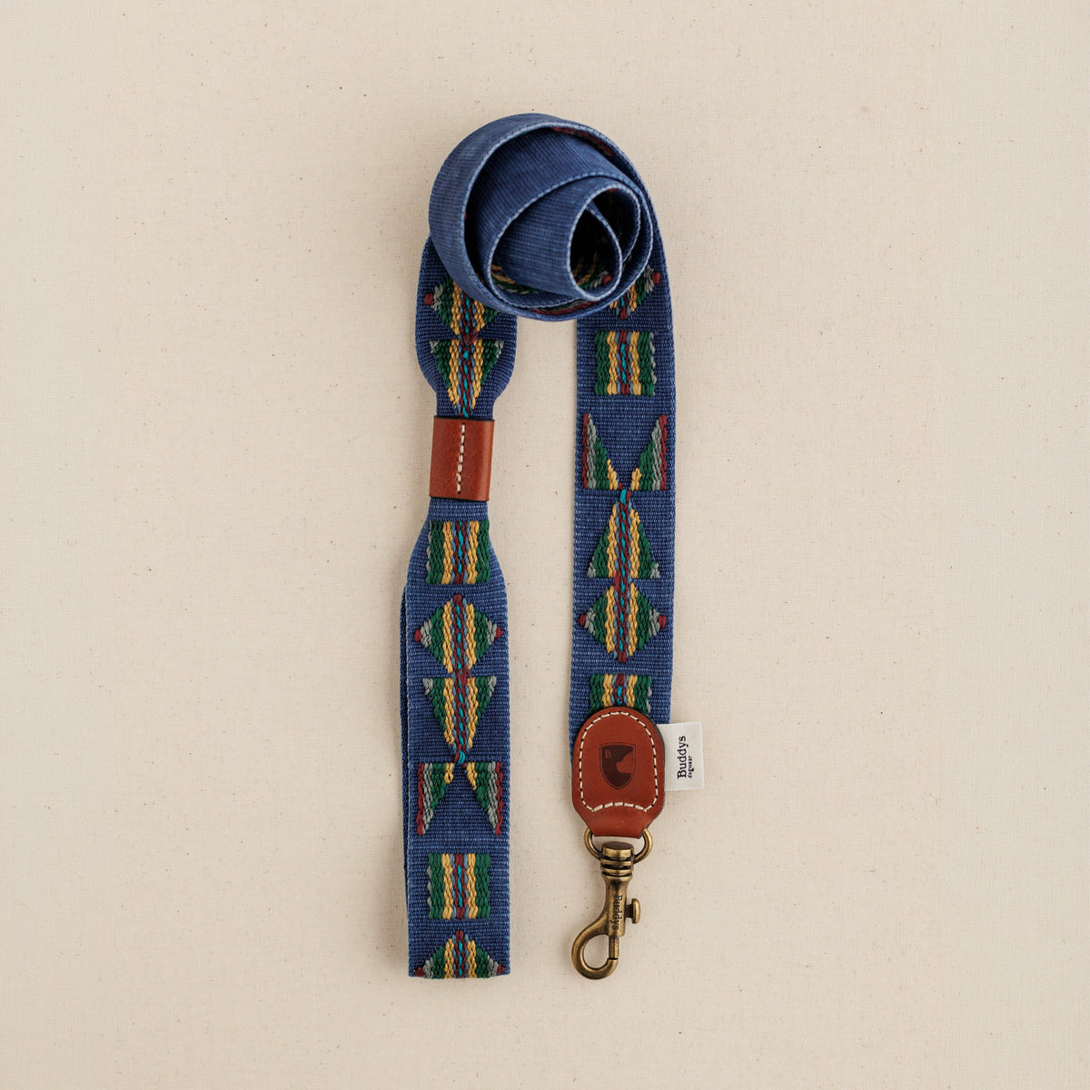 Etna Woven Cotton Dog Leash - Navy