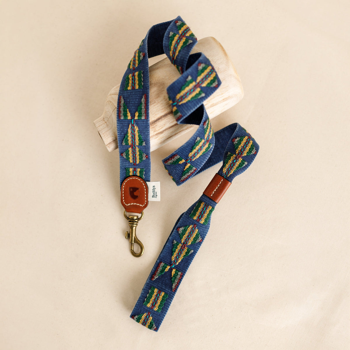 Etna Woven Cotton Dog Leash - Navy
