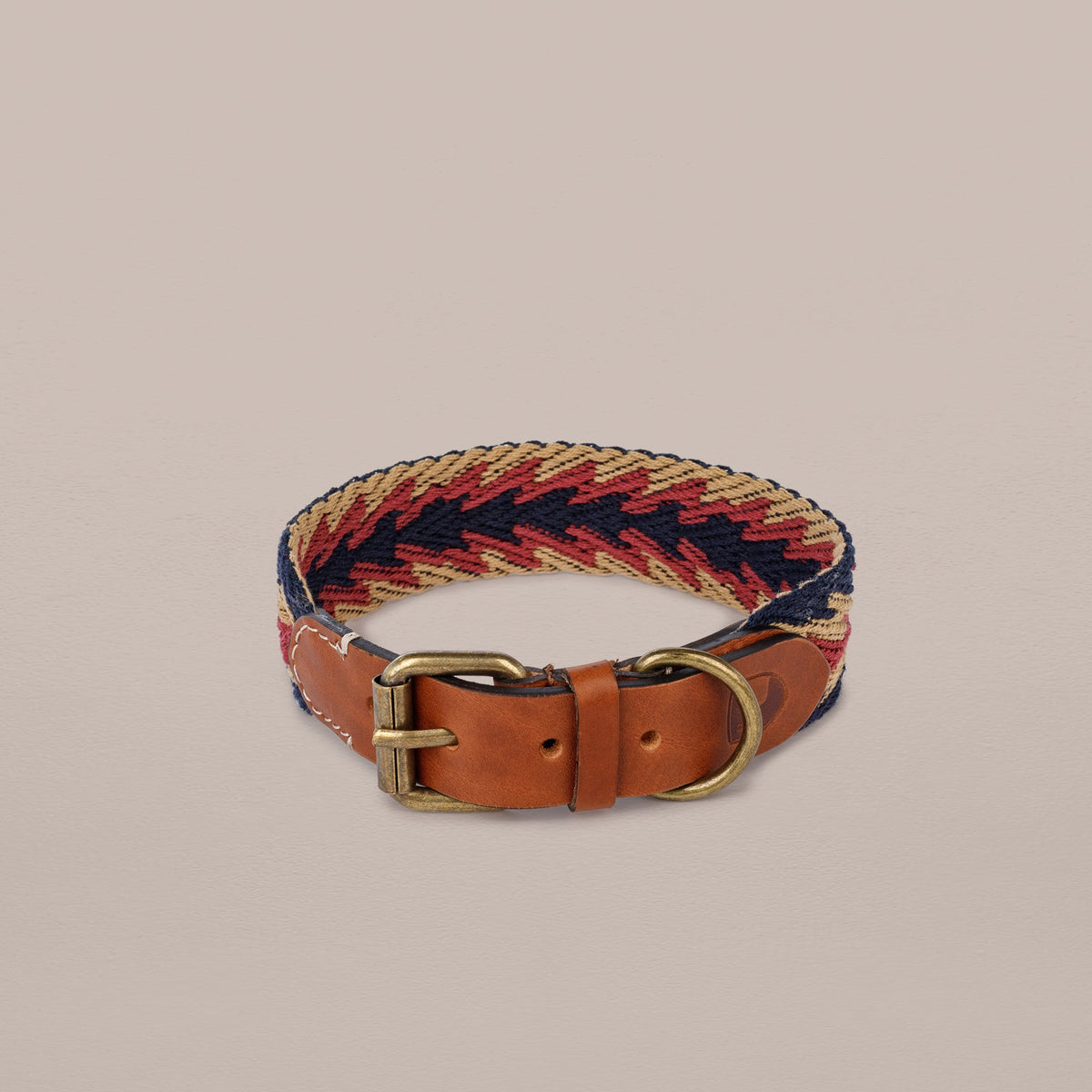 Peruvian Arrow Woven Cotton Dog Collar - Navy