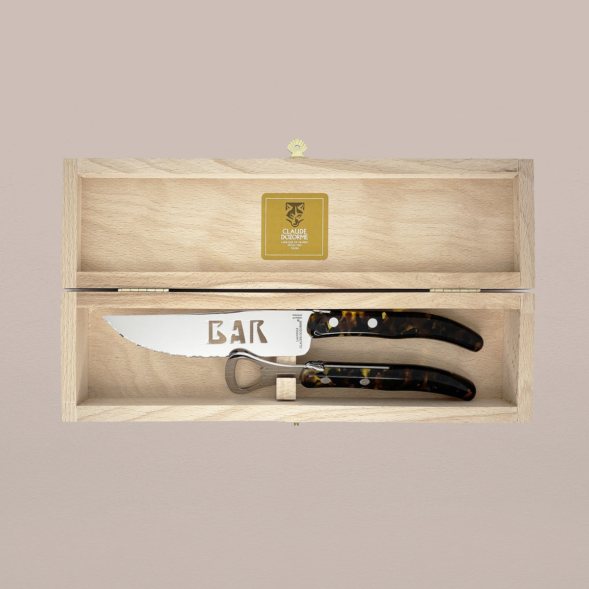 2-Piece Bar Knife & Bottle Opener Set - Tortoise