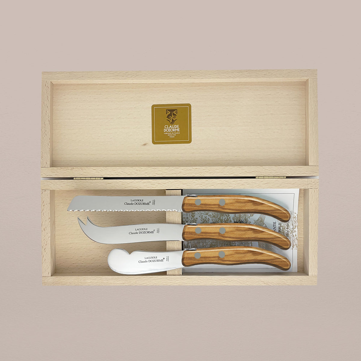 3-Piece Cheese Knife Set - Olive Wood
