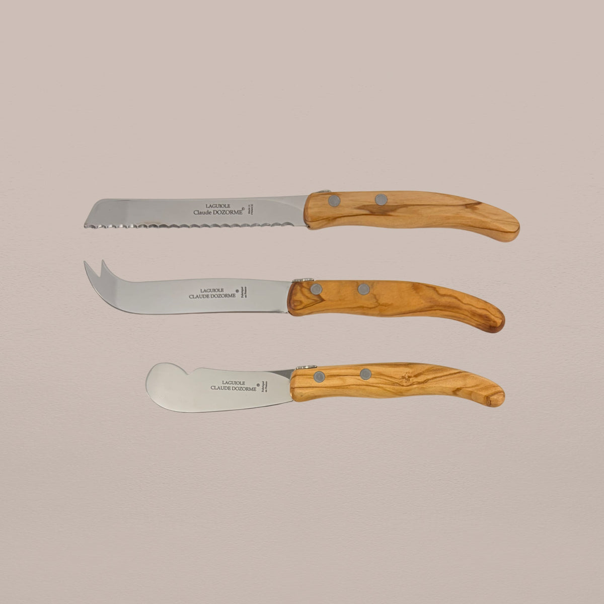 3-Piece Cheese Knife Set - Olive Wood