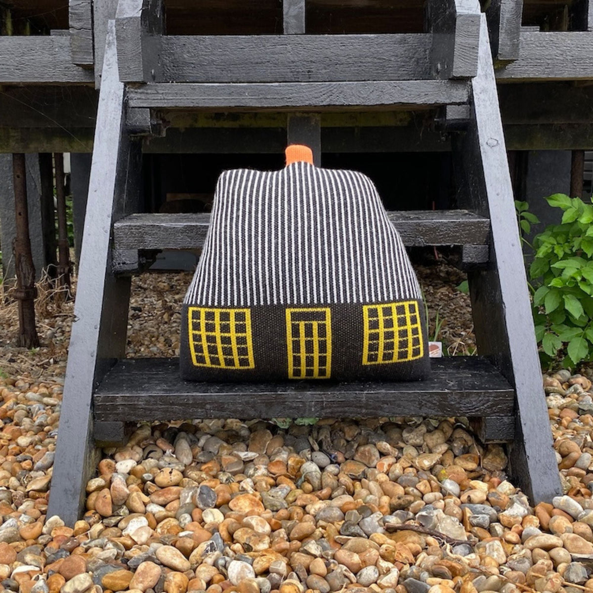 Black Cottage Knitted Cushion