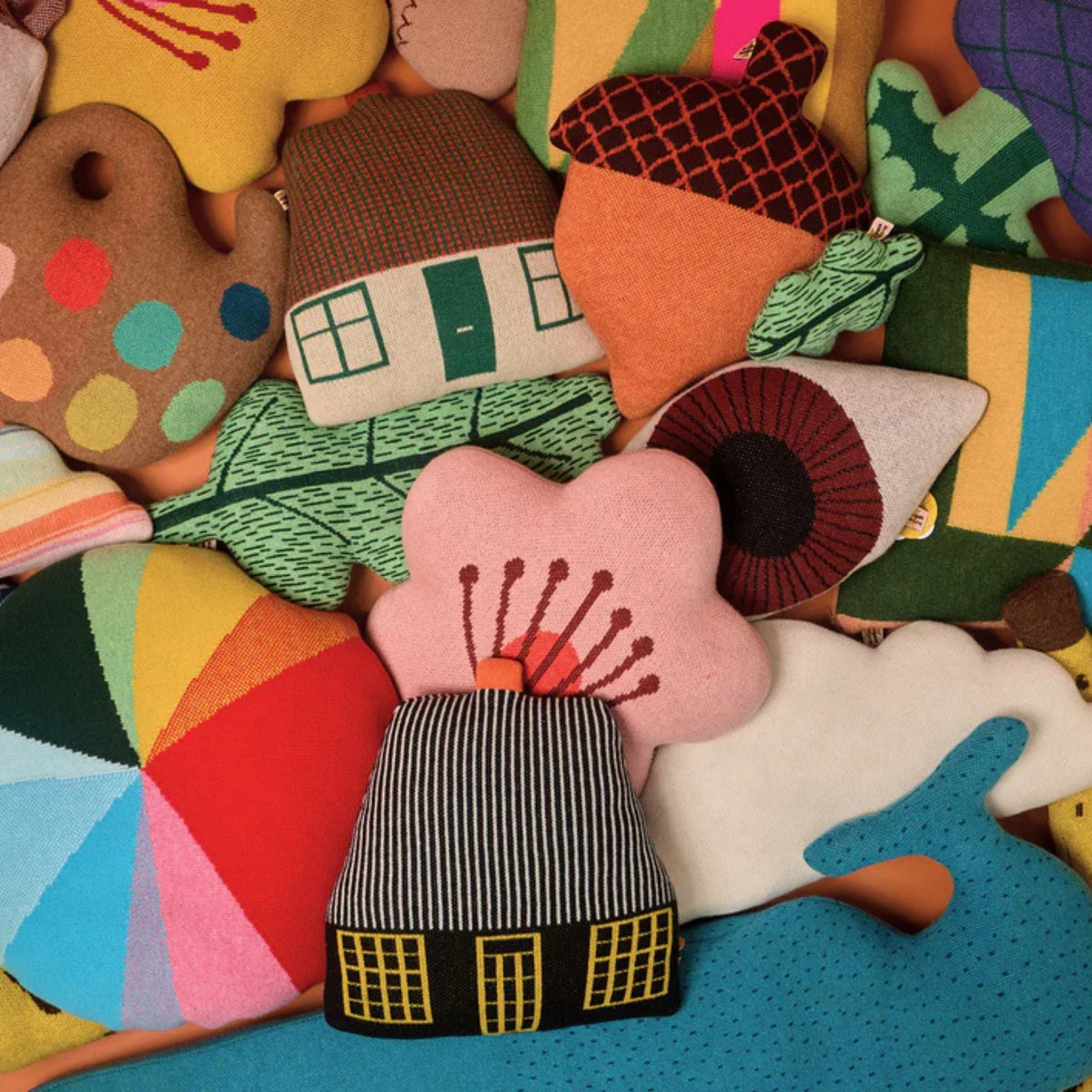 Black Cottage Knitted Cushion