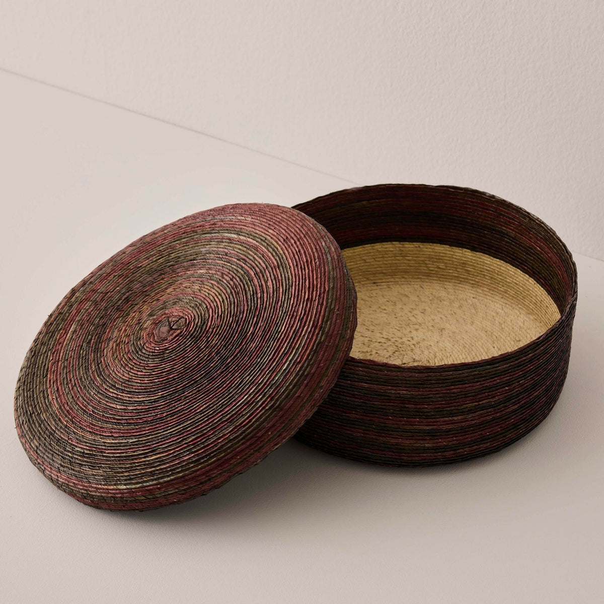 Round Woven Lidded Basket - Exclusive