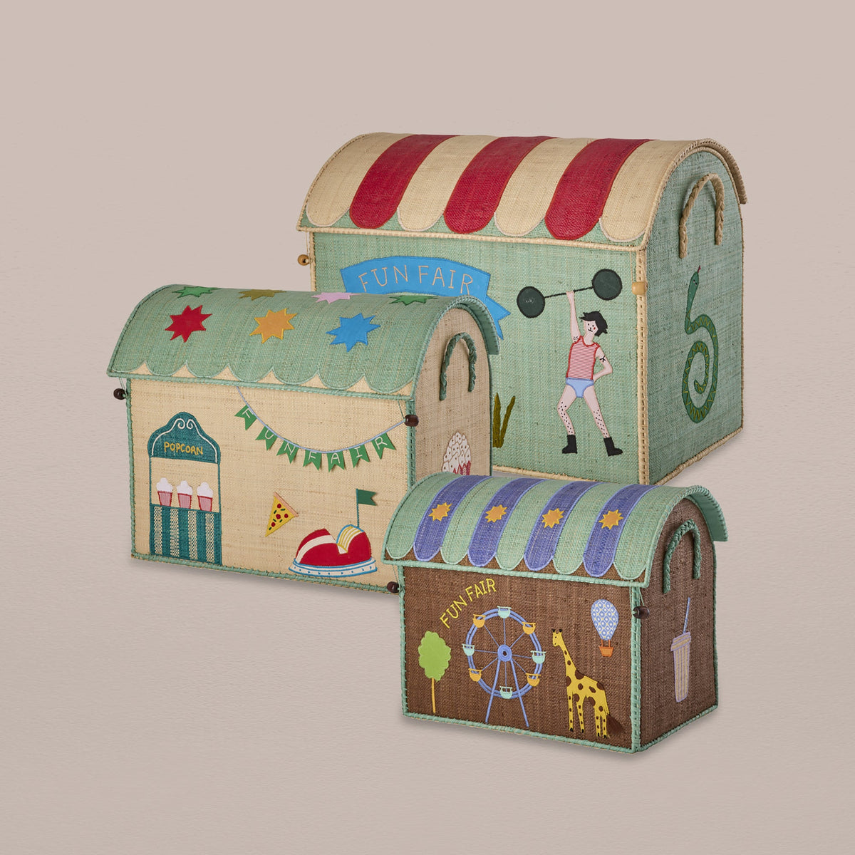 Raffia Storage House Basket - Fun Fair - Medium