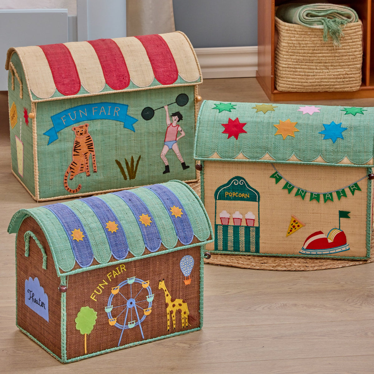 Raffia Storage House Basket - Fun Fair - Medium