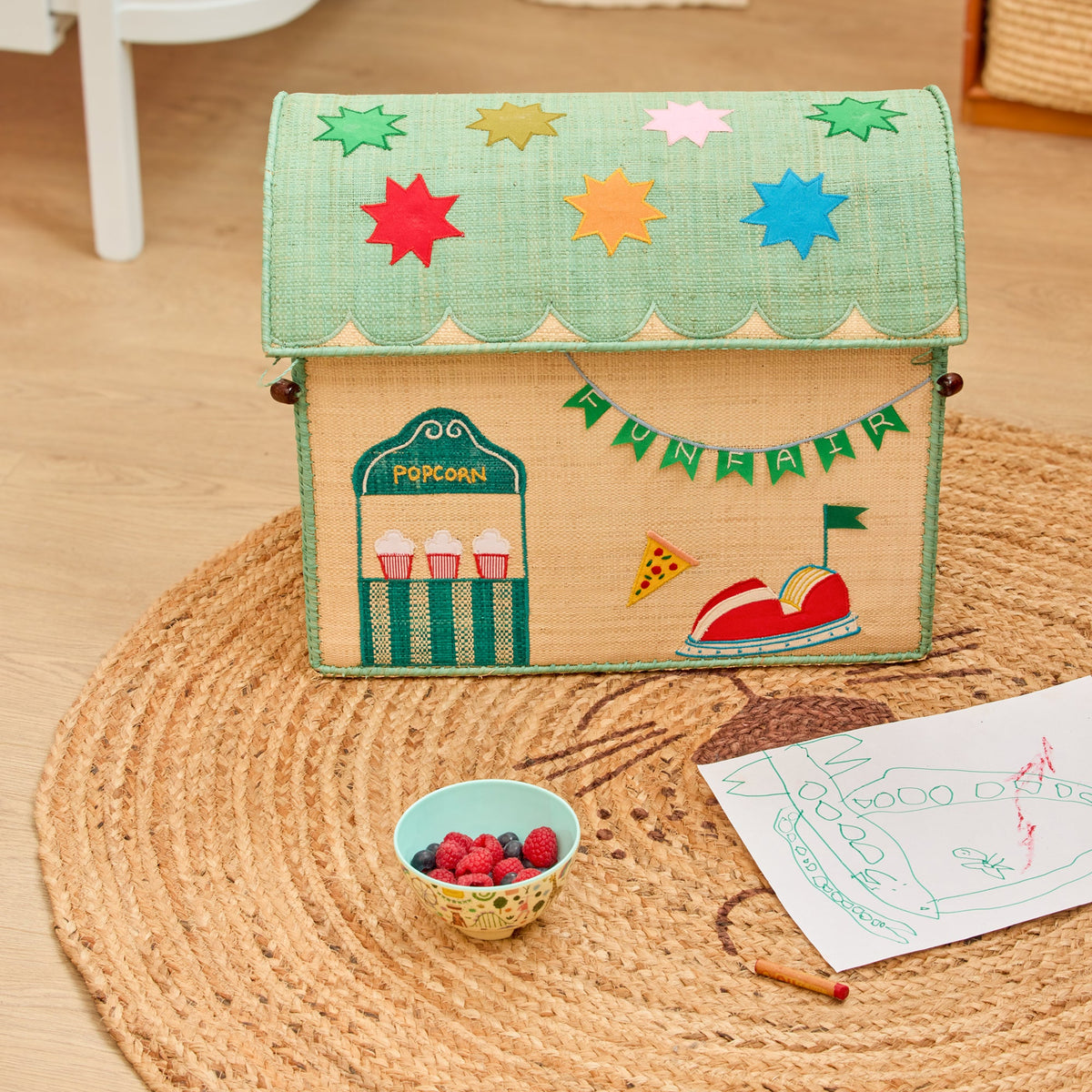 Raffia Storage House Basket - Fun Fair - Medium