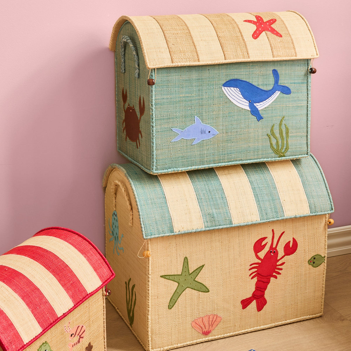 Raffia Storage House Basket - Ocean - Medium