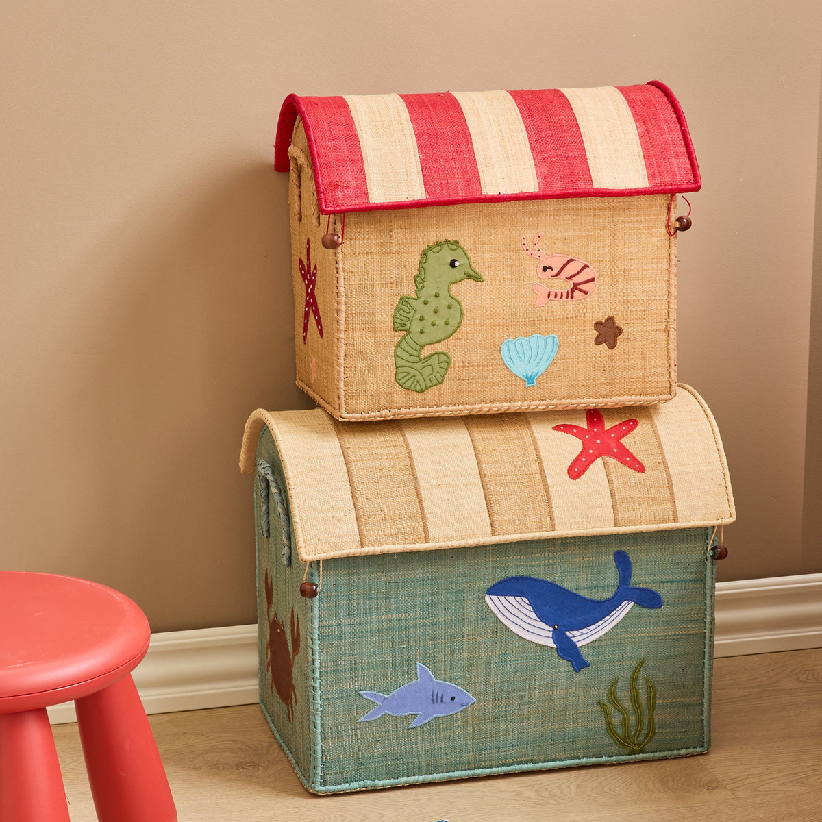 Raffia Storage House Basket - Ocean - Medium