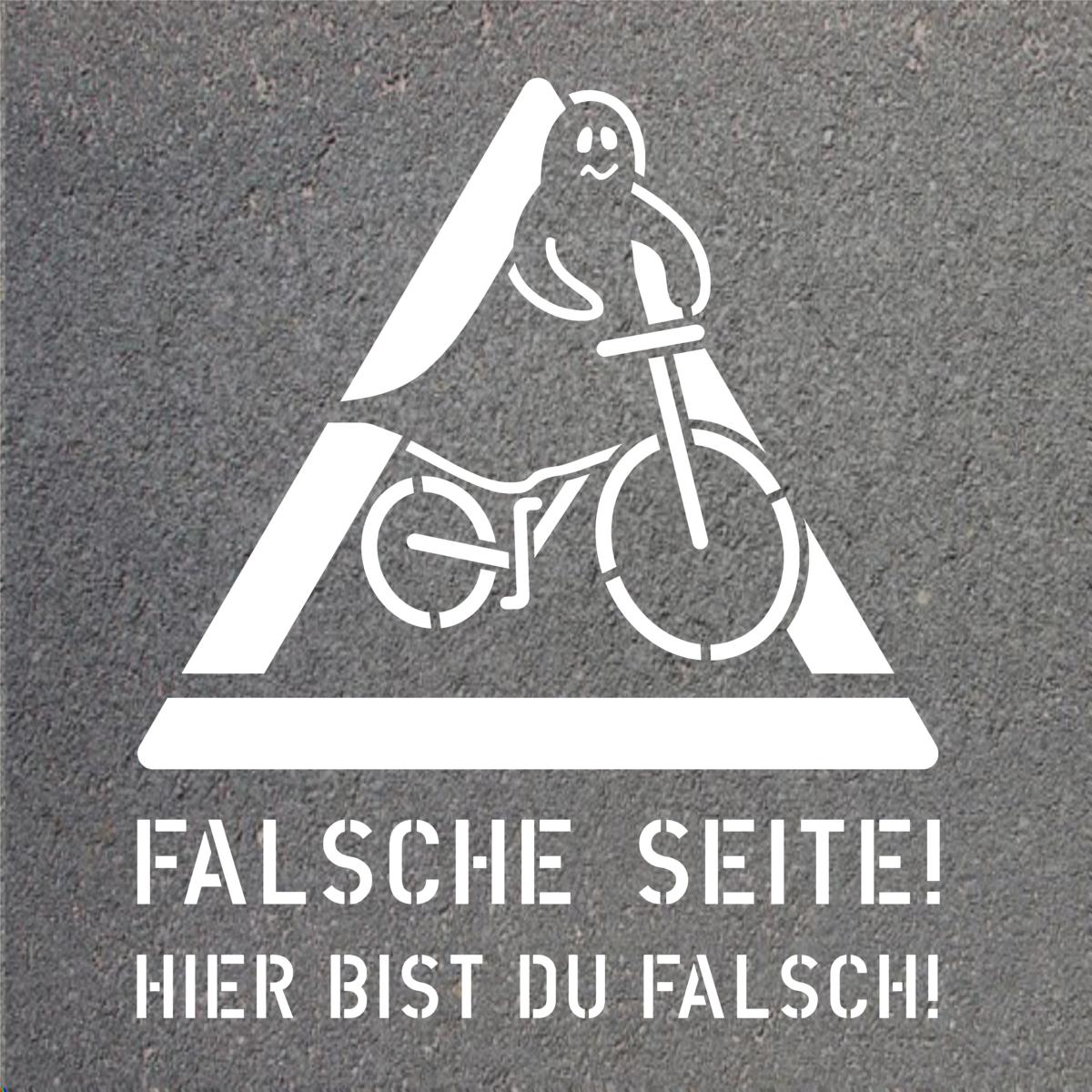 Schablone für Fahrradweg -Geisterradler-, 840x985 mm, Kunststoff 0,8 mm