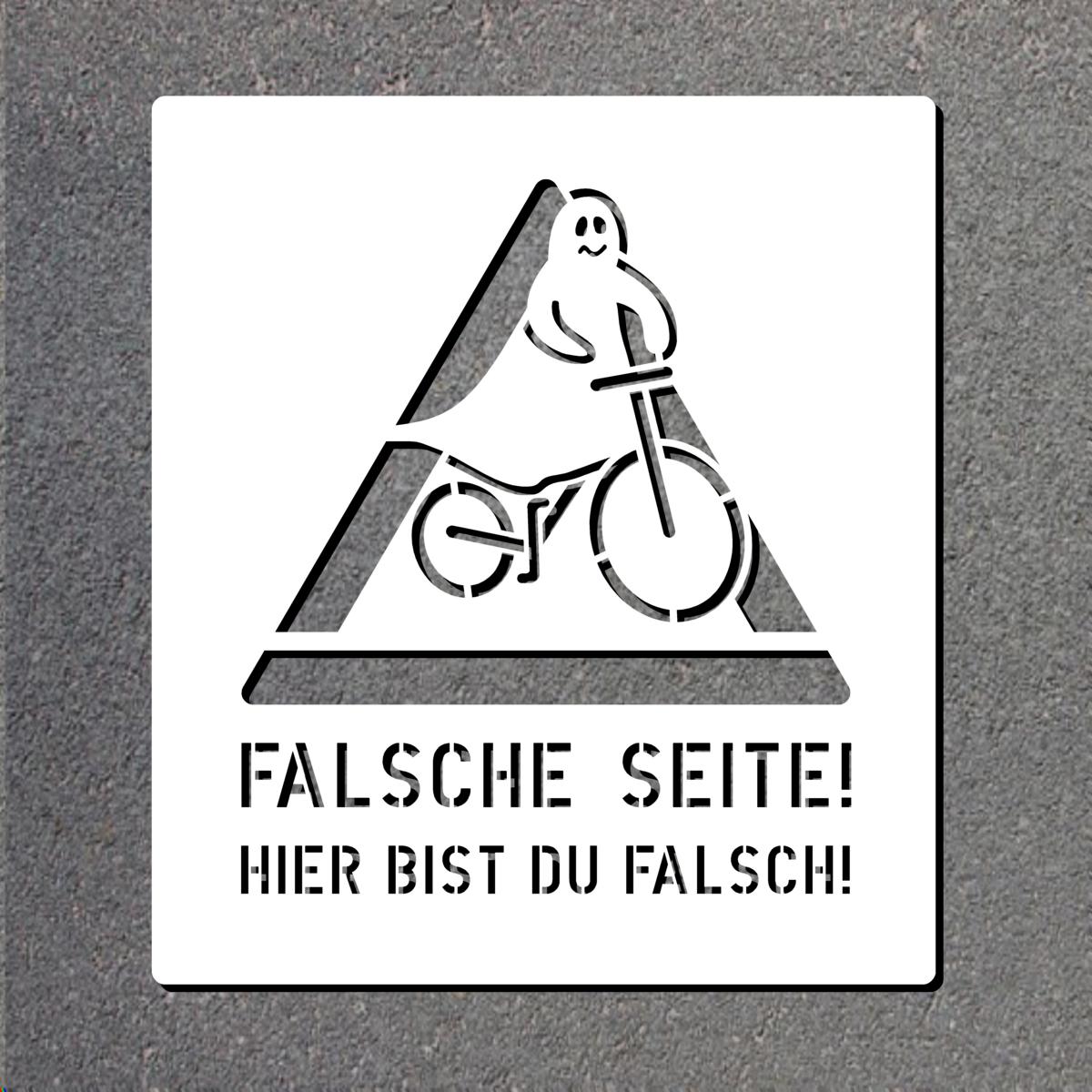 Schablone für Fahrradweg -Geisterradler-