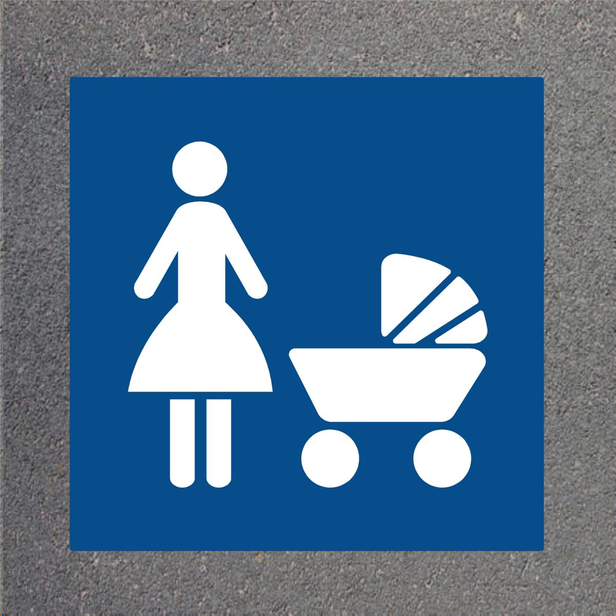 Schablone Mutter/Kind Parkplatz, 800 x 800 mm, Aluminium 1,0 mm