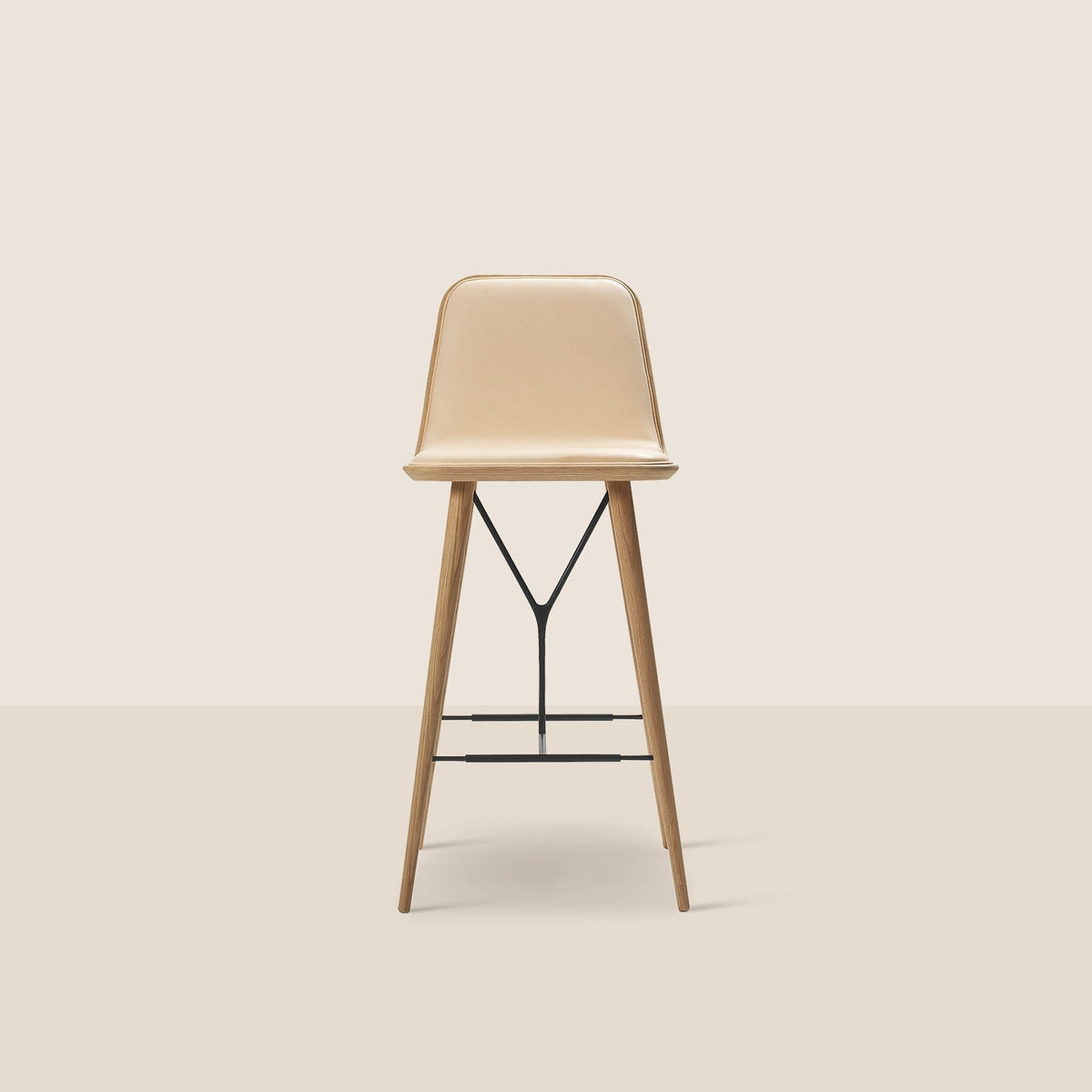 Spine Bar/Counter Stool with Back - Wood Base