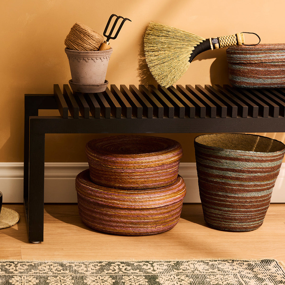 Round Woven Lidded Basket - Exclusive