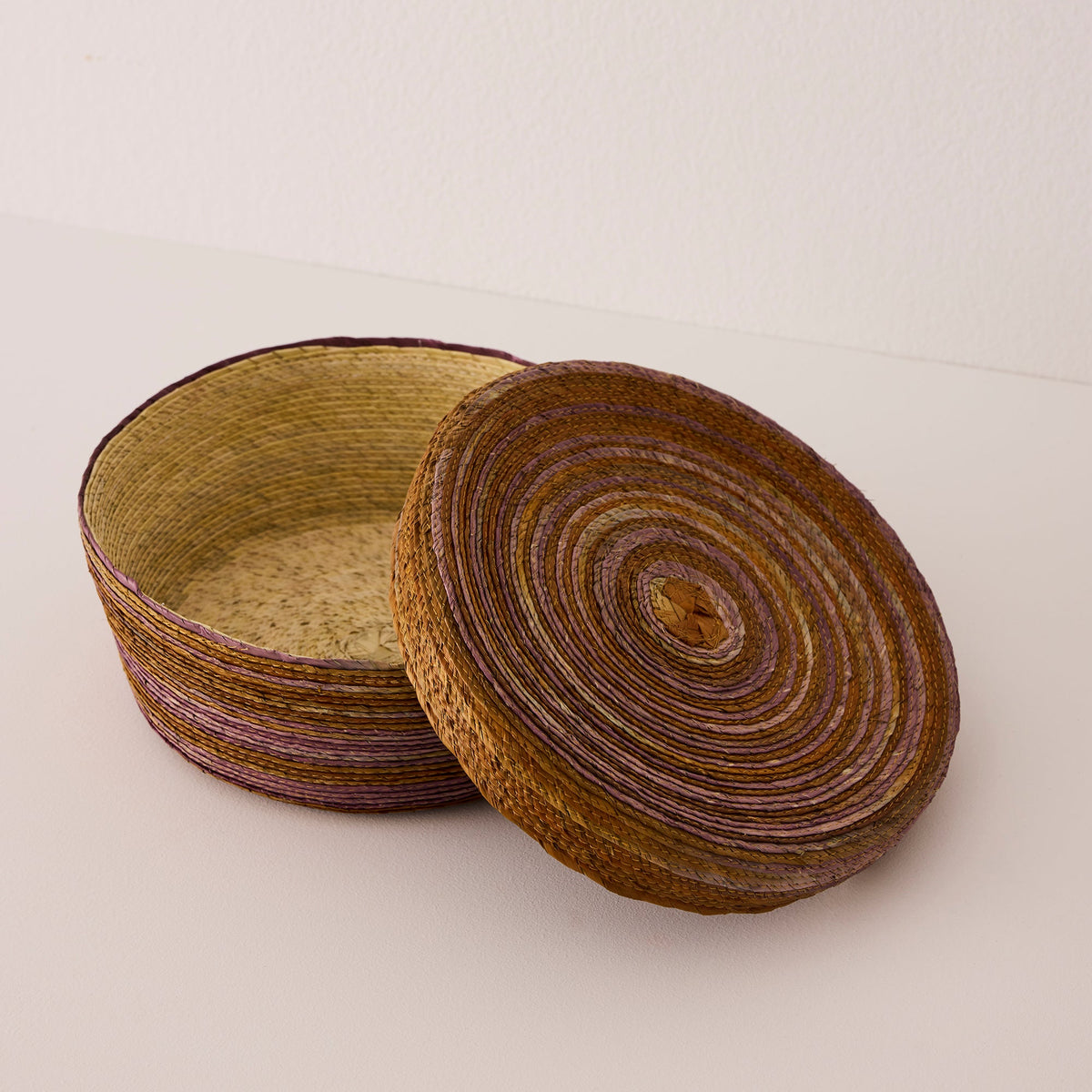 Round Woven Lidded Basket - Exclusive