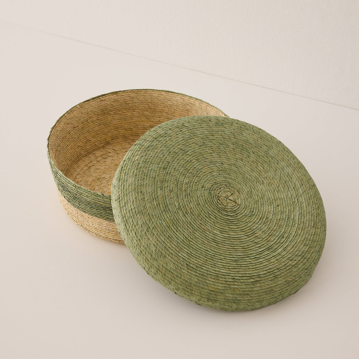 Round Woven Lidded Basket