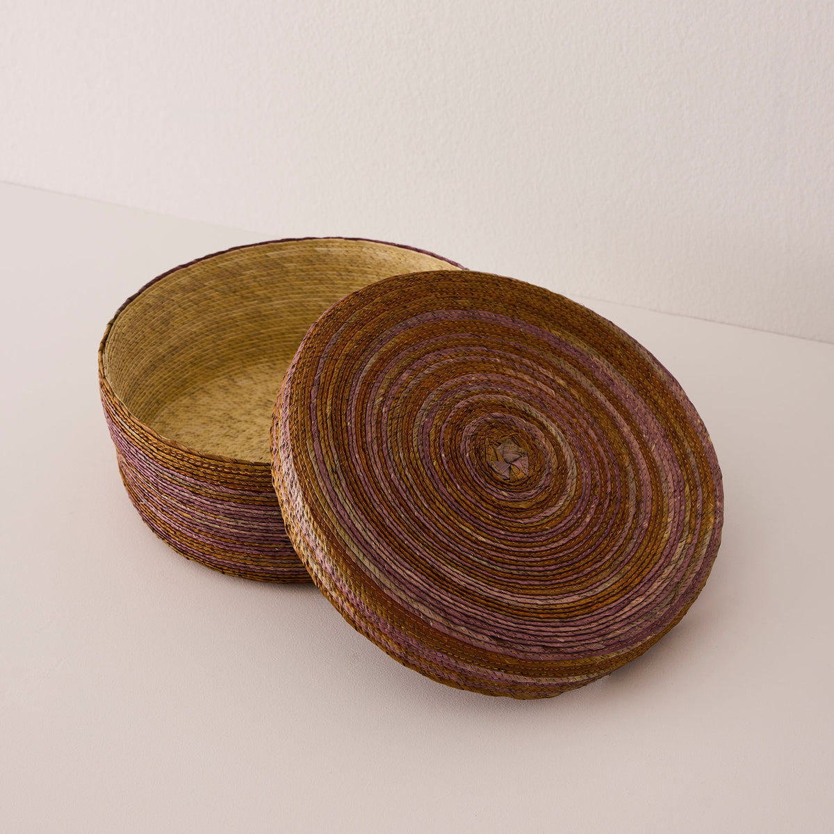 Round Woven Lidded Basket - Exclusive