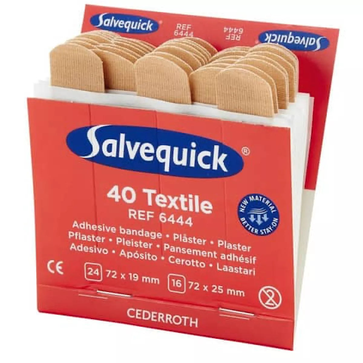 Salvequick Pflasterspender Refill-Einsatz 6444 mit 6 x 40 St. Pflaster aus elastischem Textil