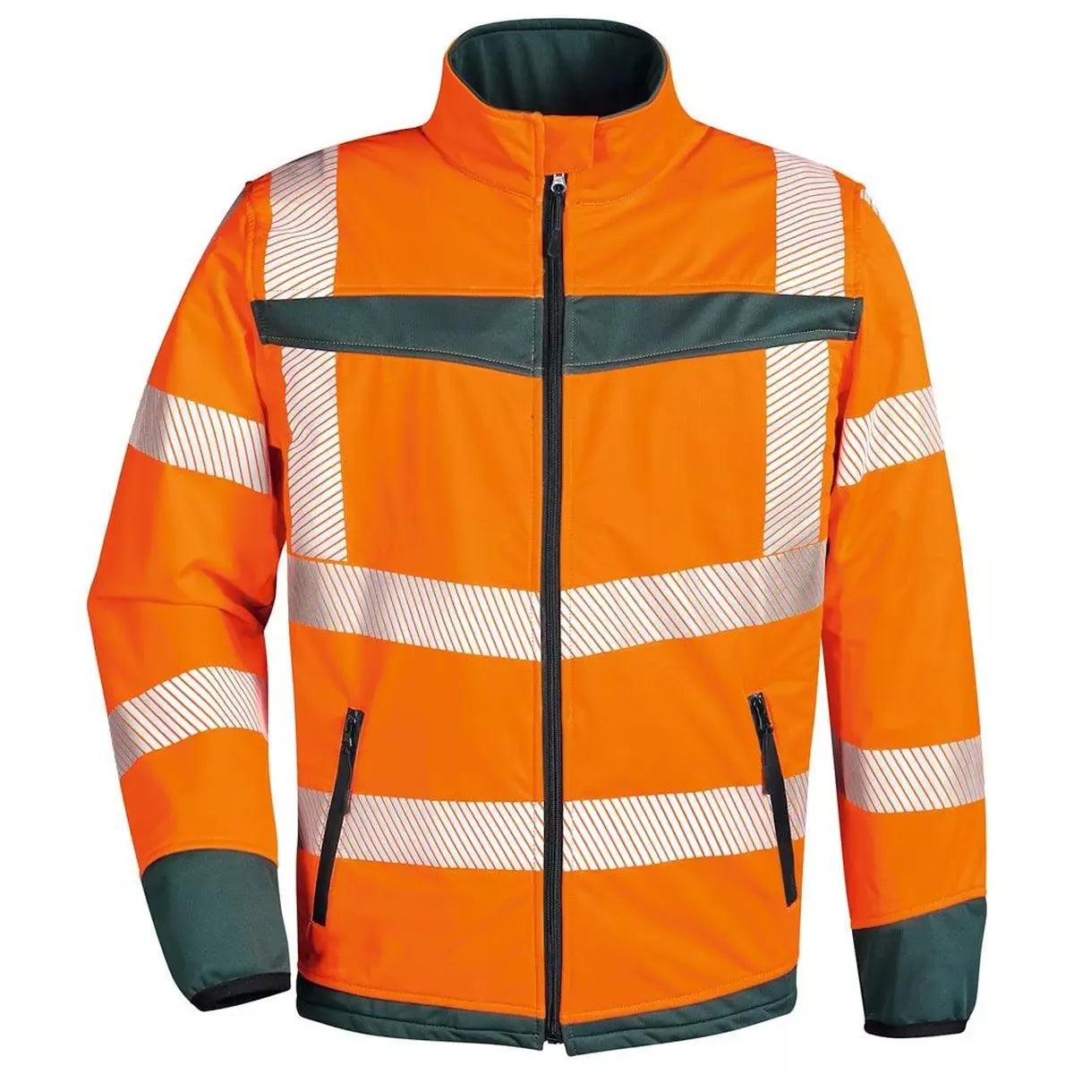 Warnschutz-Softshell-Jacke, Farbe leuchtorange/grün