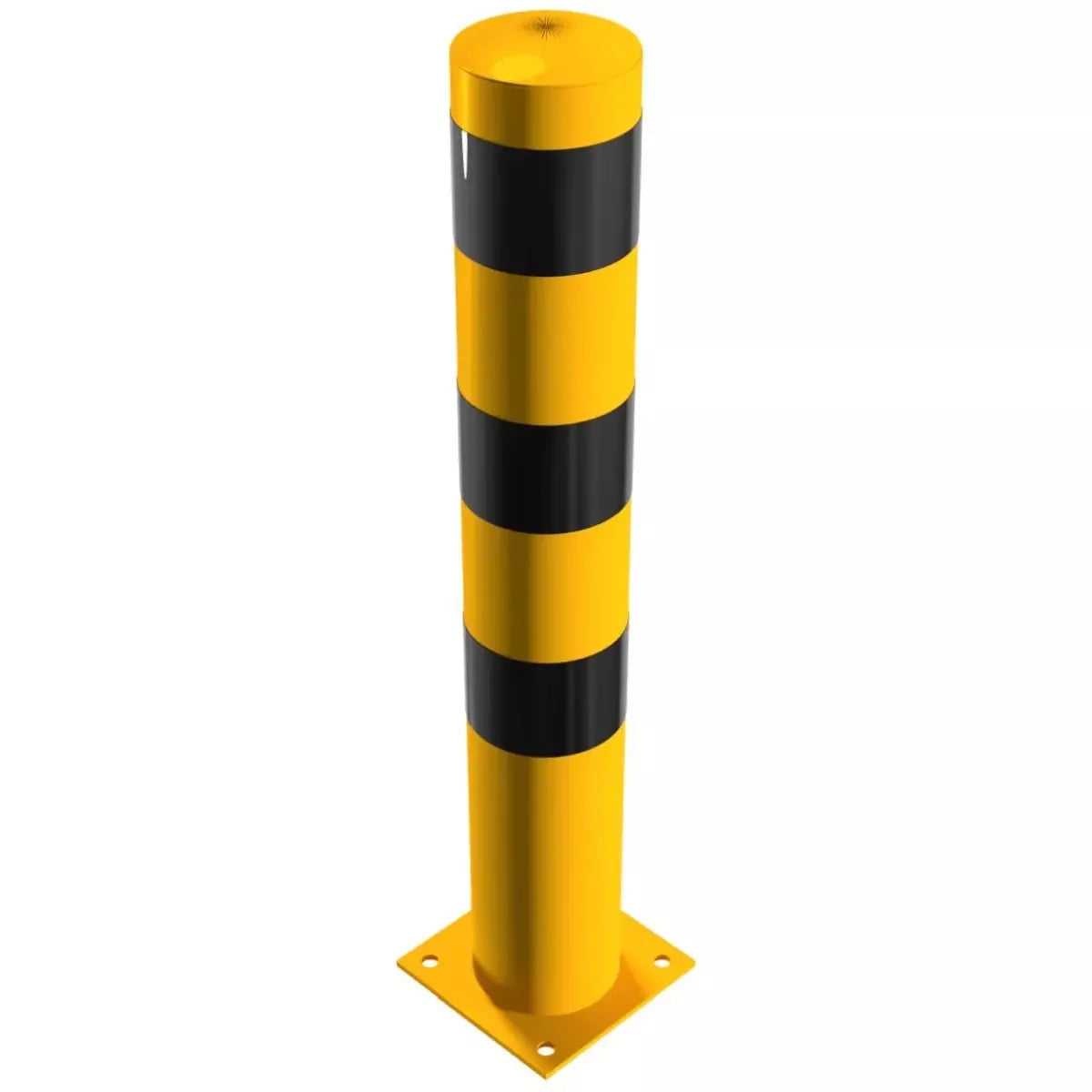 Absperrpfosten Ø 152 x 3,2 mm, ortsfest zum Aufdübeln, schwarz - gelb