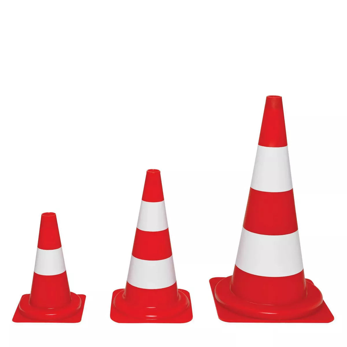 Leitkegel aus PVC, tagesleuchtend, grellrot-weiß