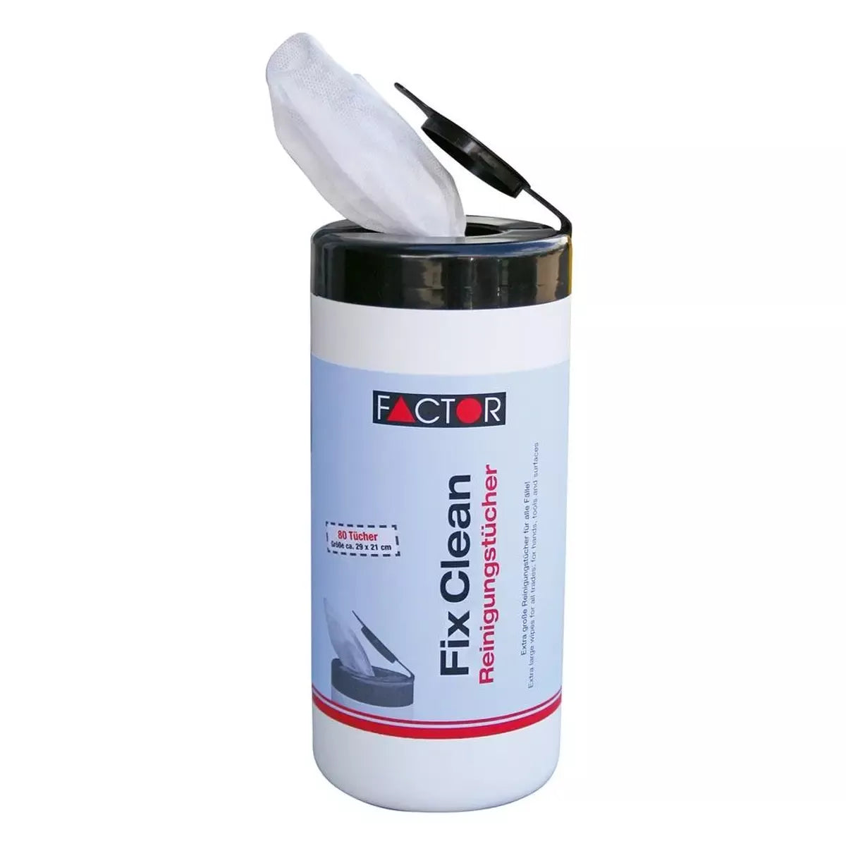 Feucht-Reinigungstücher Factor FIXCLEAN, Dose mit 80 Tüchern