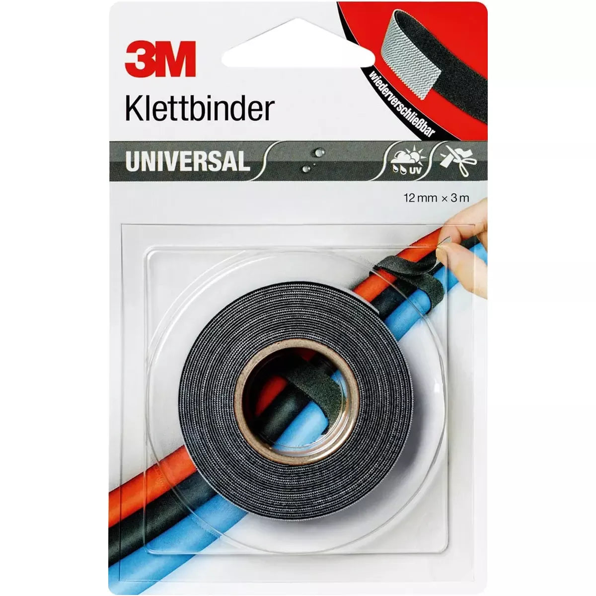 KlettverbinderSJ3000 12mmx3m Universal Rolle schwarz/grau