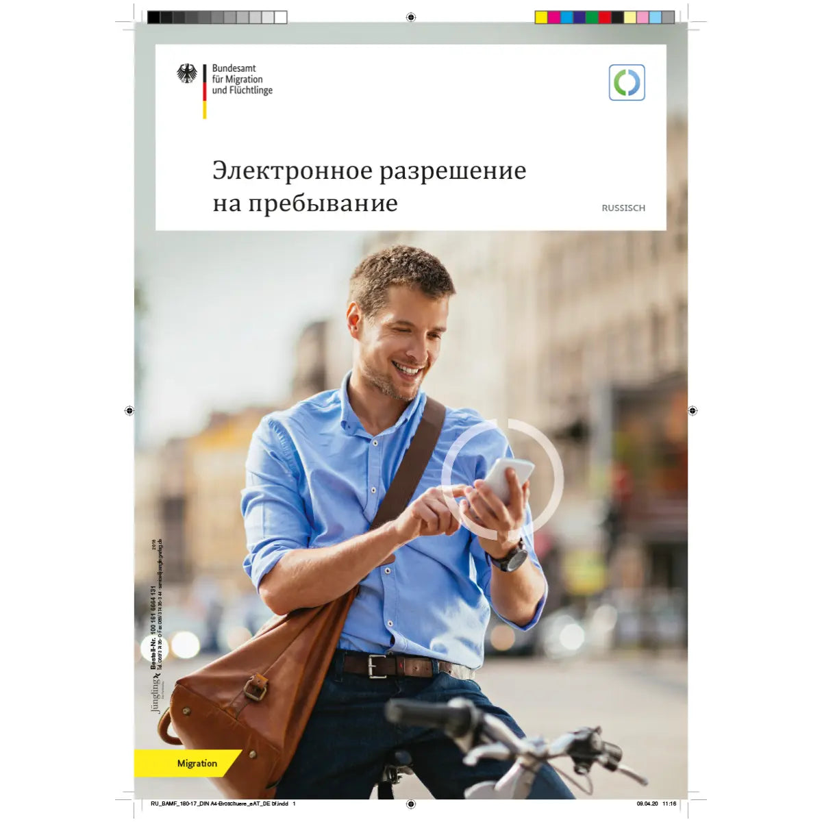 Amtliche Informationsbroschüre Der elektronische Aufenthaltstitel, Russisch, A4, Packung à 50 Stück