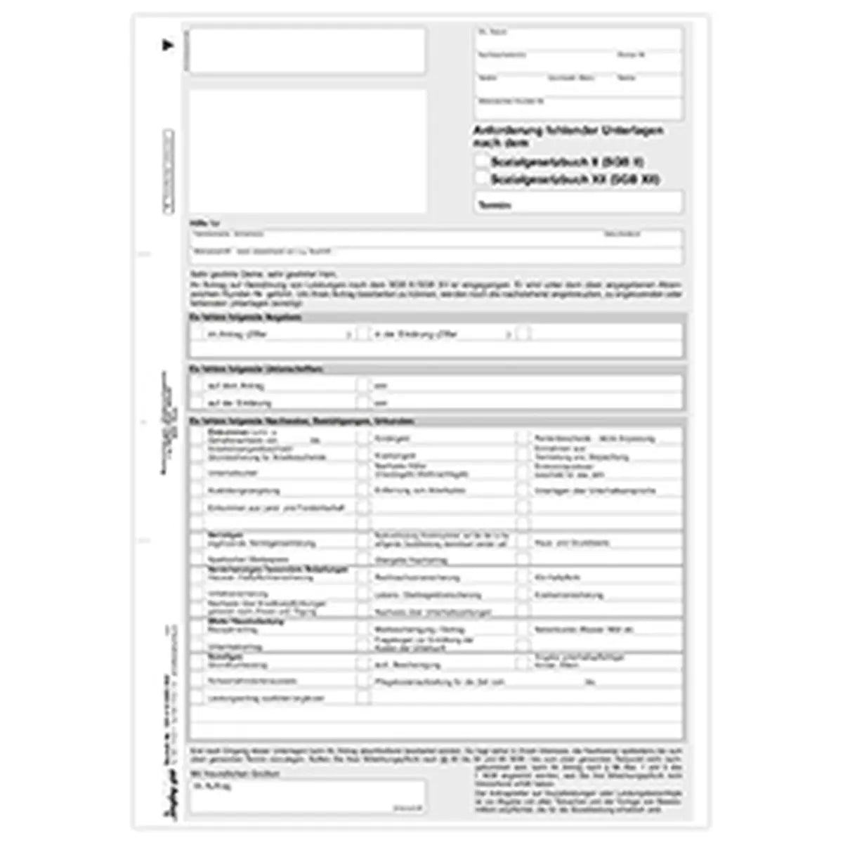 Anforderung fehlender Unterlagen nach SGB II, SGB XII, A4 2-fach