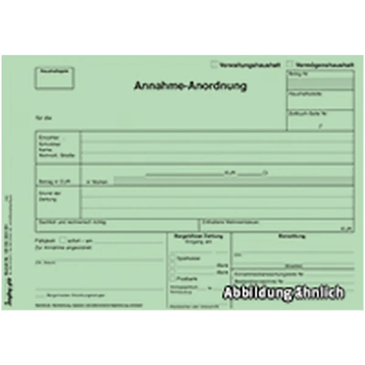 Annahmeanordnung, DIN A5 grün