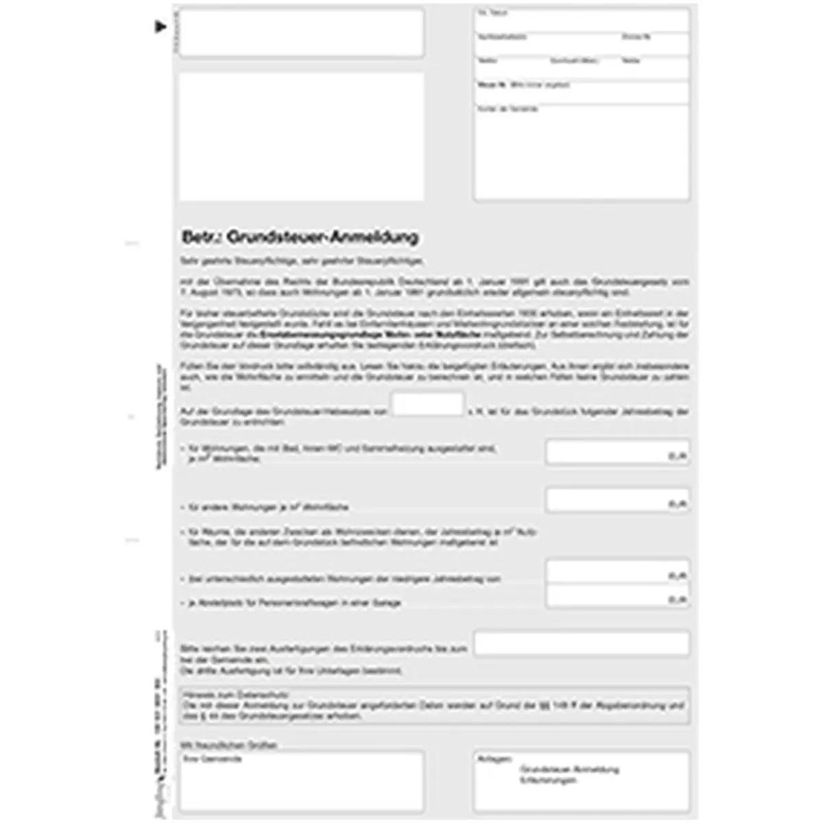 Anschreiben Grundsteueranmeldung (Neue Länder), A4 2-fach