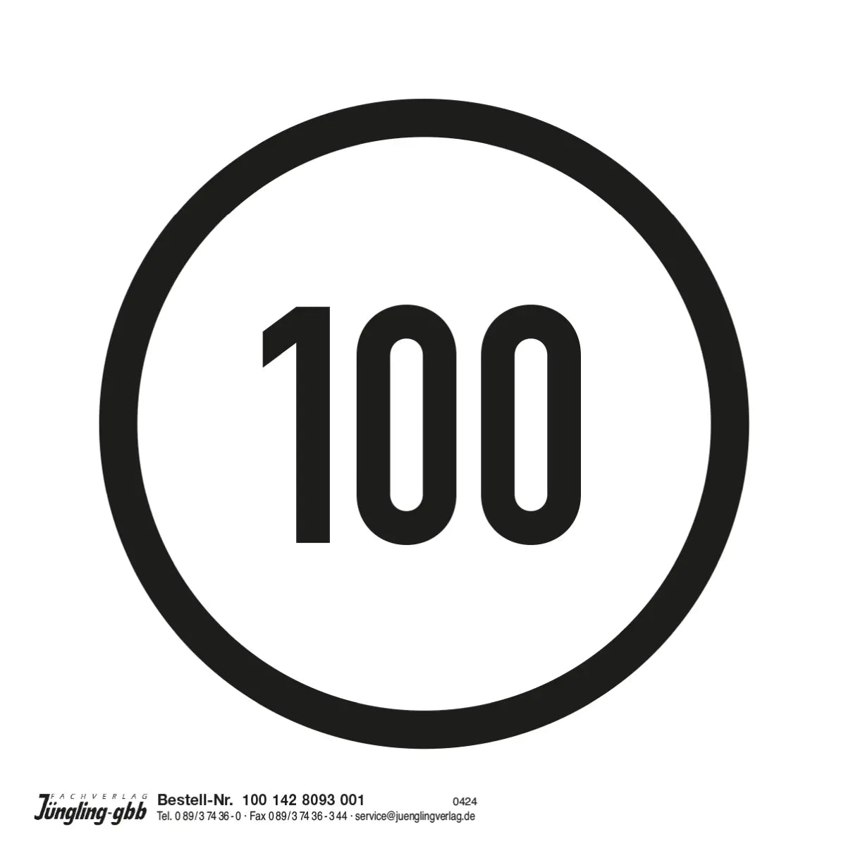 Aufkleber 100 für Gespanne (Zugfahrzeug - innen), Durchmesser 80 mm
