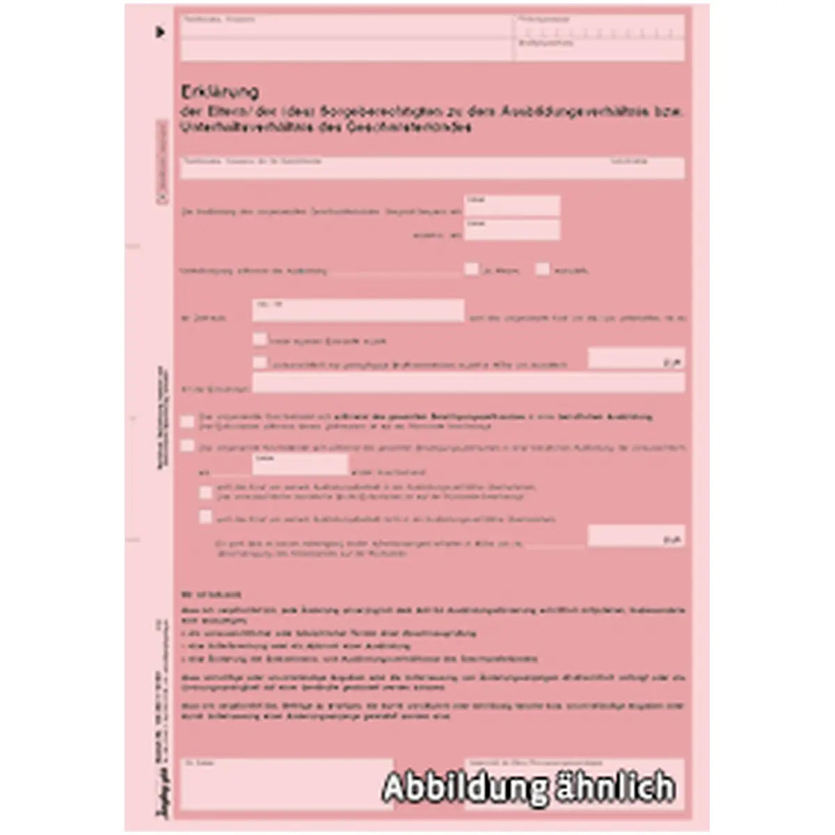 Erklärung zum Ausbildungs- / Unterhaltsverhältnis des Geschwisterkindes, A4