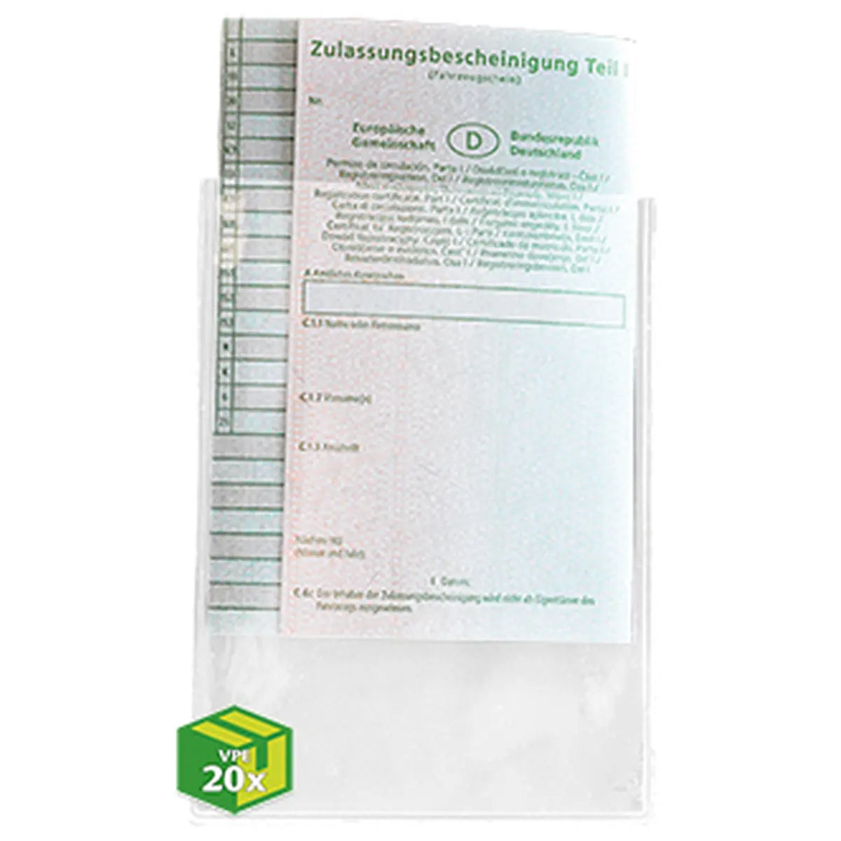 Hülle für DIN A7 (ZB I, Fahrzeugschein, Fischerei), transparent, Packung à 20 Stück, 1Packung