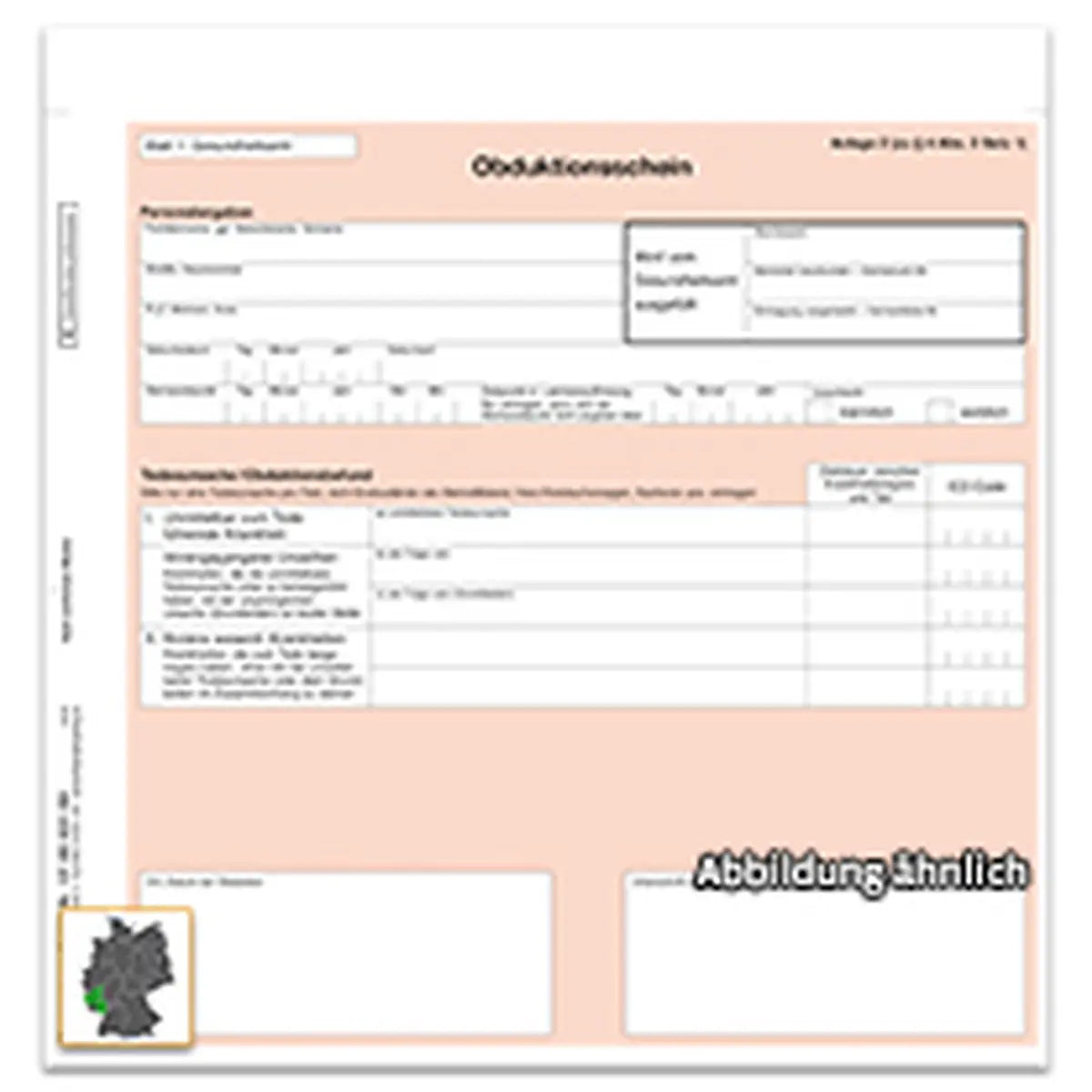 Obduktionsschein, Rheinland-Pfalz, 2/3 DIN A4 2-fach