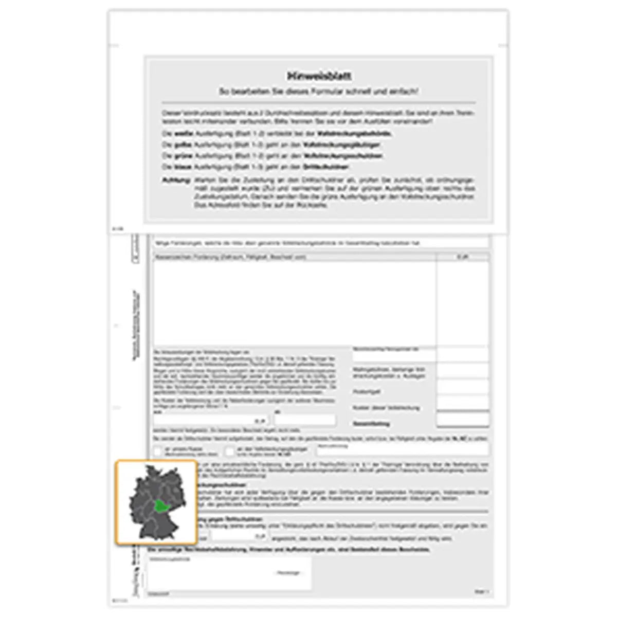 Pfändungs- und Einziehungsverfügung div. Forderungen (Thüringen), A4, 9-fach